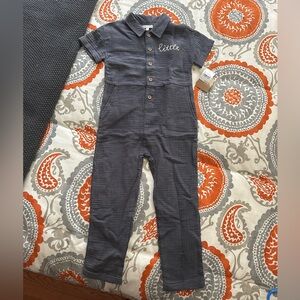 Gray Short Sleeved Button Down Jumsuit